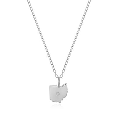 Lab Grown Diamond Ohio State Diamond Pendant Necklace in 14k Gold Plated Sterling Silver